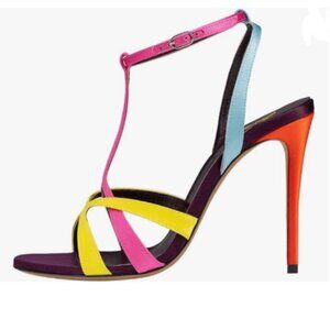 Zszszsu Dark Red&yellow&orange Open Toe Strappy Stiletto High Heeled Sandals
